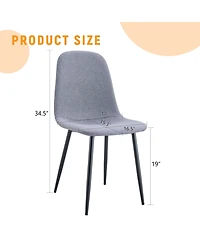Streamdale Light Gray Linen Dining Chairs (Set of 4) - Black Metal Legs