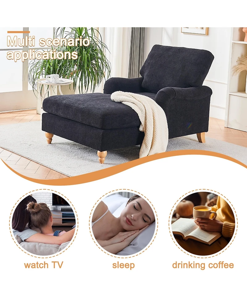 Streamdale Mid-Century Oversized Chaise Lounger Sofa