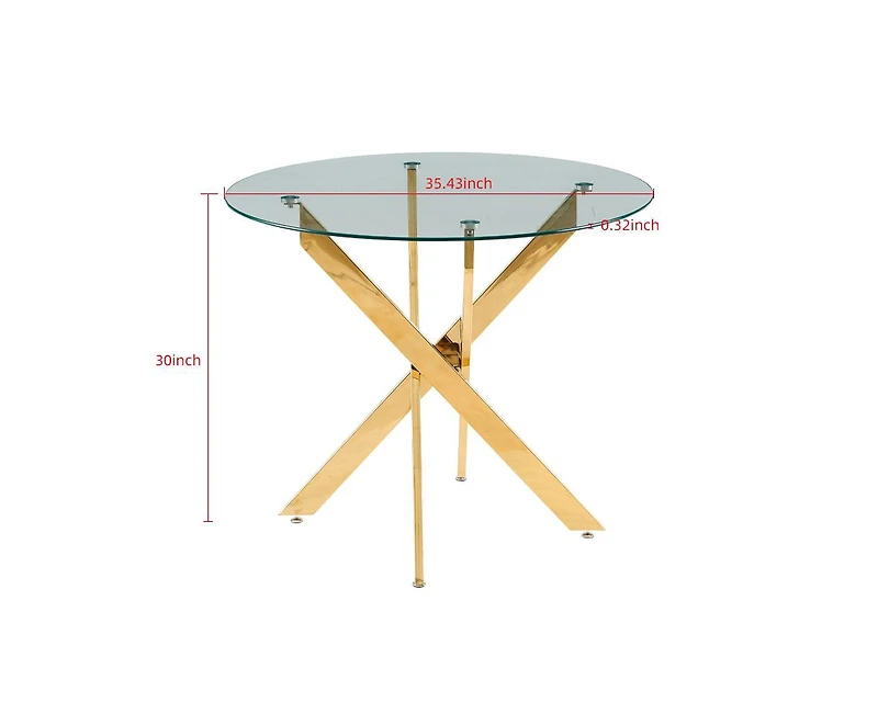 Streamdale Mid-Century Dining Set 4-6 Person Table with Glass Top & Pedestal