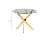 Streamdale Mid-Century Dining Set 4-6 Person Table with Glass Top & Pedestal