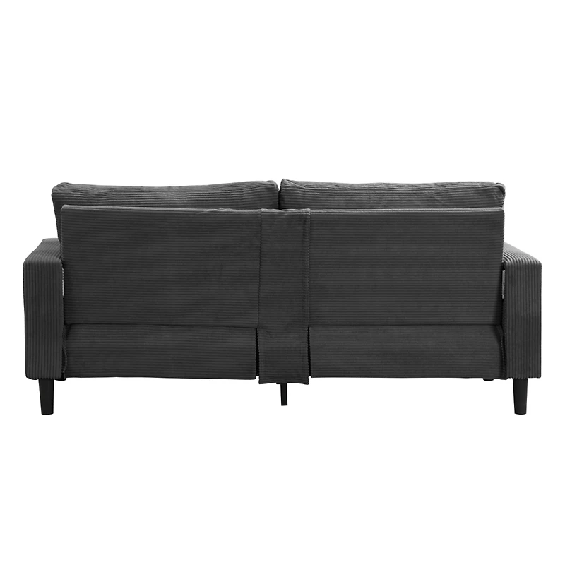 74" Sofa Bed, Wooden Frame 3 Seater, Modern Velvet Sofa Dark Grey