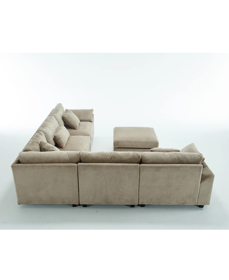 Streamdale 6-Seat Oversized Modular Sectional Sofa, Brown Corduroy