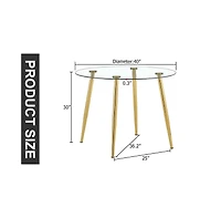 40" Glass Top Dining Table - Gold Legs Dt-1164