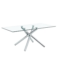 Streamdale Modern Glass Dining Table, Silver Legs, Seats 4-8