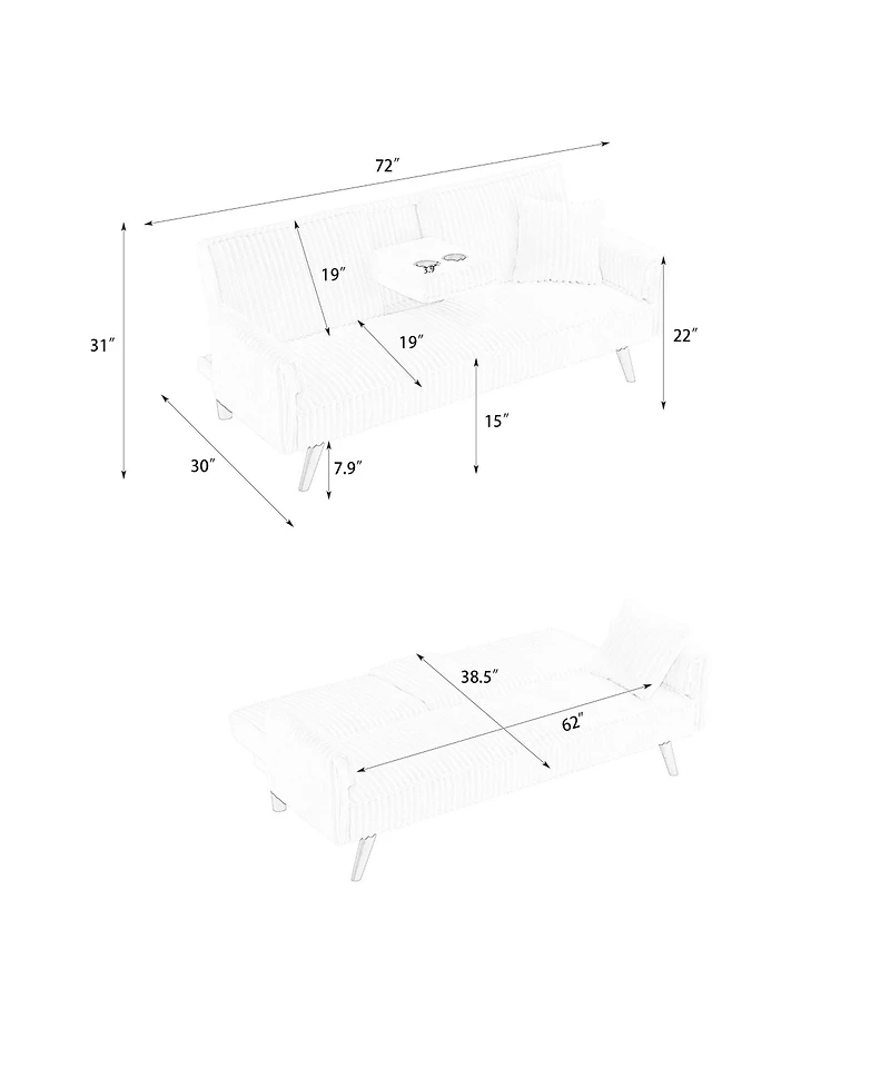 Streamdale Minimalist style, straight-line corduroy sofa suitable for sitting and lying in the living room and bedroom
