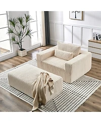 Streamdale Corduroy Sponge Sofa Lounge Chair with Removable Footrest