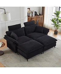 Streamdale Cloud Comfort Sectional Sofa with Ottomans (85.8", Black