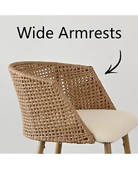 Rattan Boucle Armrest Counter Stool Set Of 2-Maison Boucle