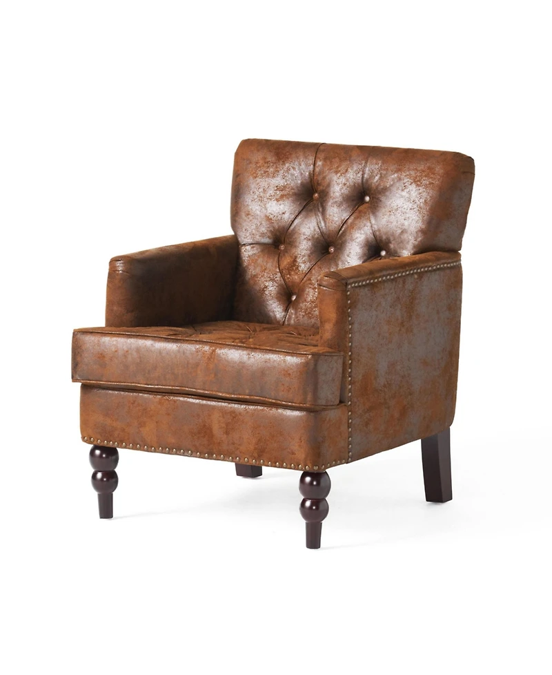 Streamdale Tufted Club Chair with Nailhead Trim and Birch Wood Legs