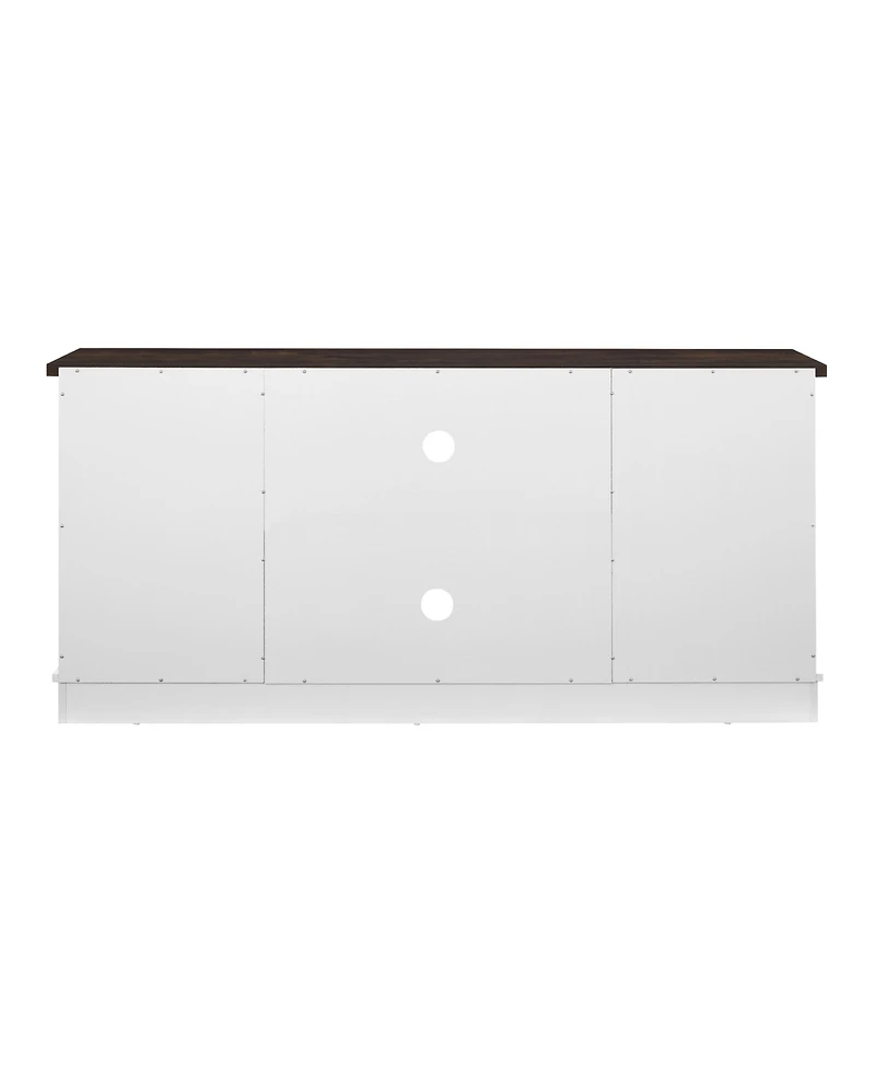 Streamdale Furniture Sliding Door Tv Cabinet with Glass Doors and Adjustable Shelves, 59"W x 15.9"D x 27.8"H