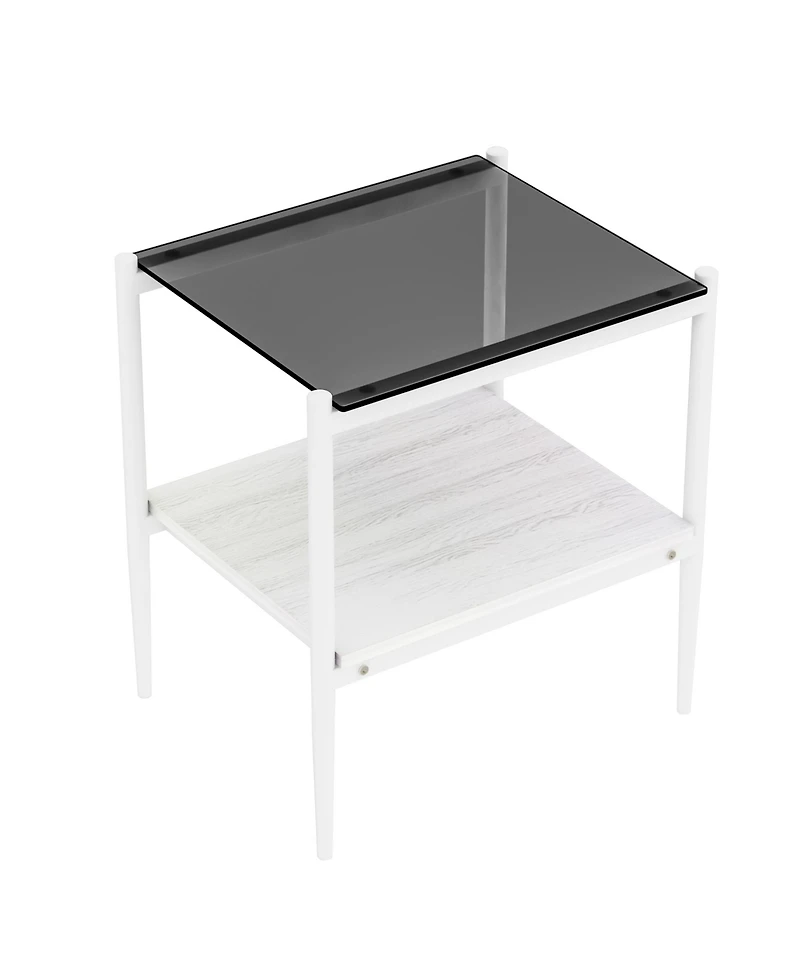 Streamdale Modern Coffee & End Tables Set, Glass & Mdf (Grey)