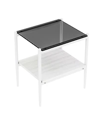 Streamdale Modern Coffee & End Tables Set, Glass & Mdf (Grey)