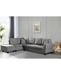 Streamdale Fabric left Chaise Living Room Sofa Set with Storage Ottoman