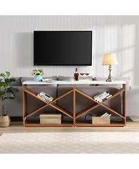 Streamdale 70.87" Farmhouse Table with Storage, X-Shape, Detachable Extra-Long