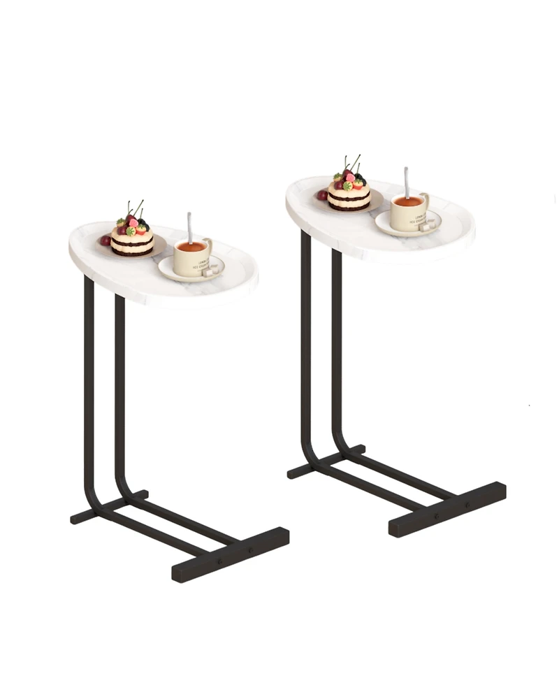 Streamdale 2-Piece C-Shaped End Table with Slide (White)
