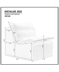 Armless Floor Chair with Backrest, Single Sofa Lounger, Living Room, Bedroom, Office