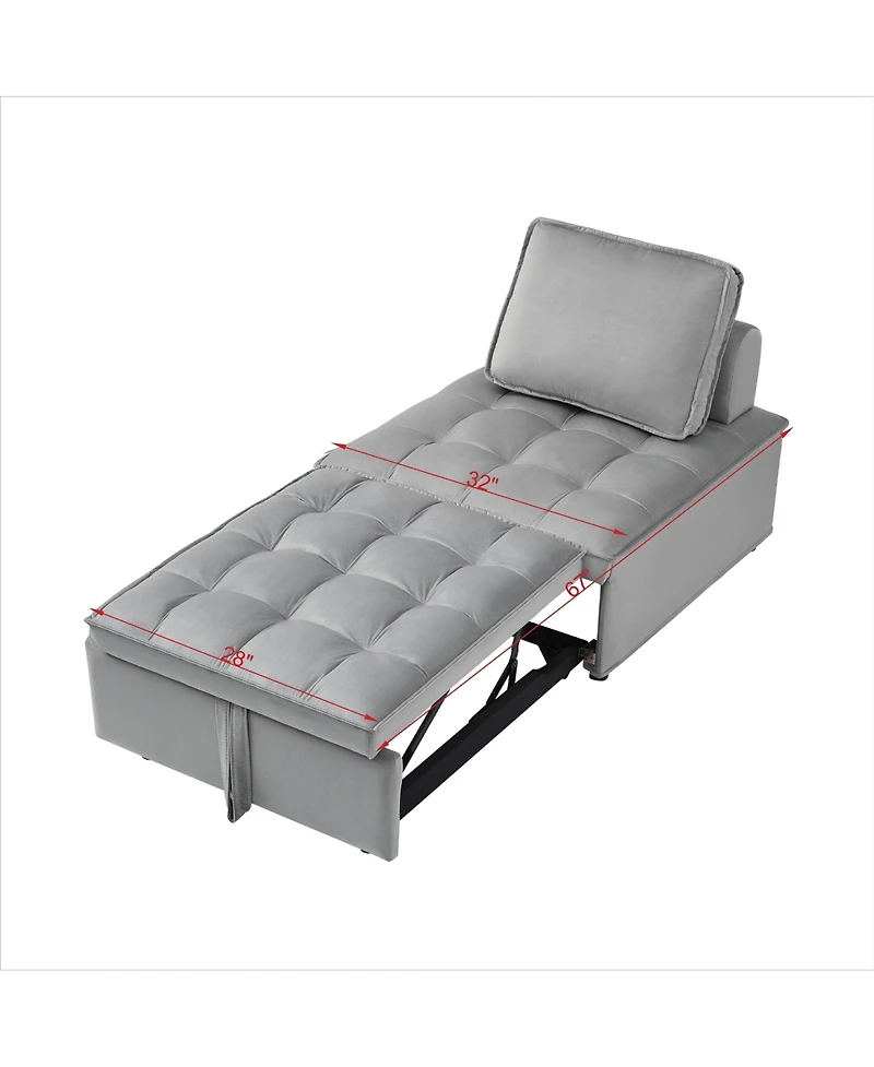 Streamdale Modern Velvet Convertible Sofa Bed with Removable Backrest