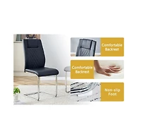 Streamdale Cream-Style Mdf Dining Table Set with 4 Black Chairs and Silver Legs