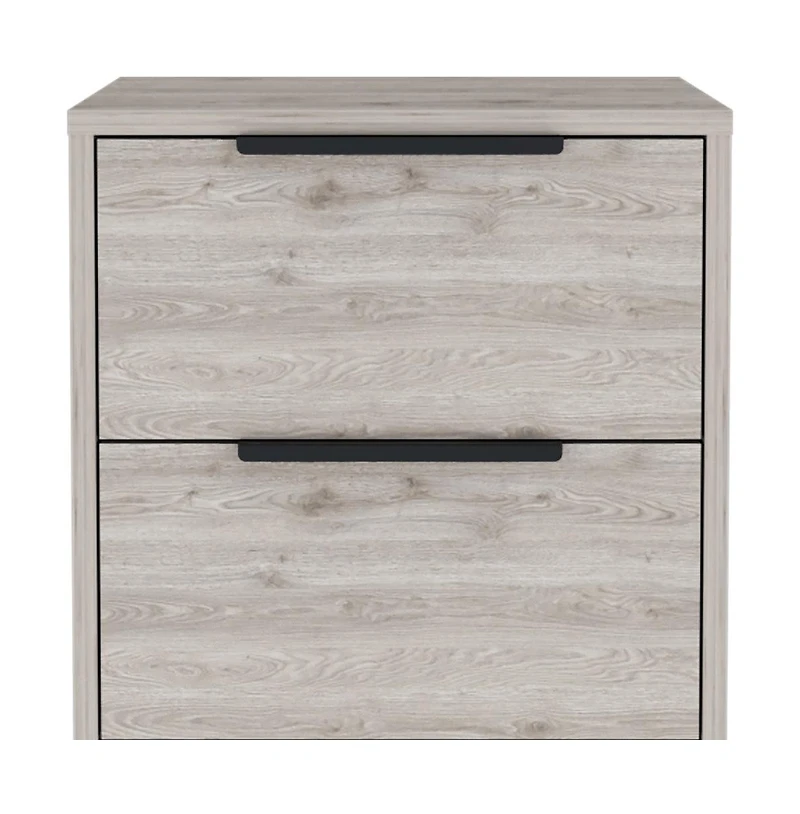 Two Drawer Faux Wood Nightstand for Lamps Books and Bedroom Organization