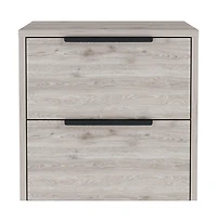 Two Drawer Faux Wood Nightstand for Lamps Books and Bedroom Organization