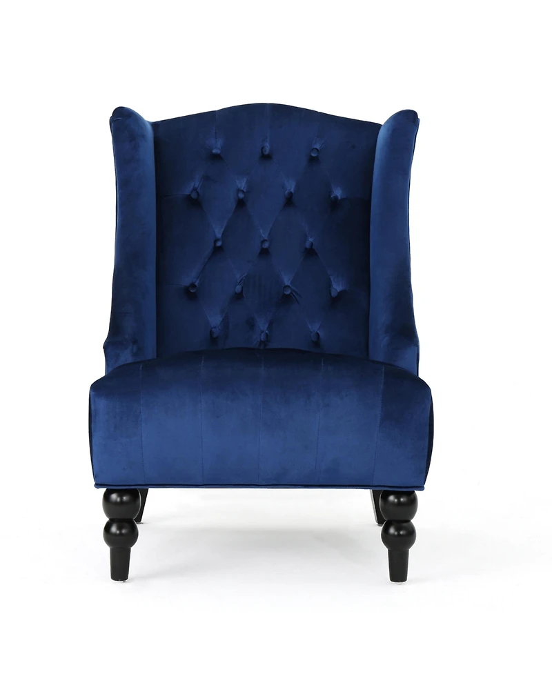 Streamdale Contemporary Wingback Chair with Diamond Stitching and Birch Wood Legs