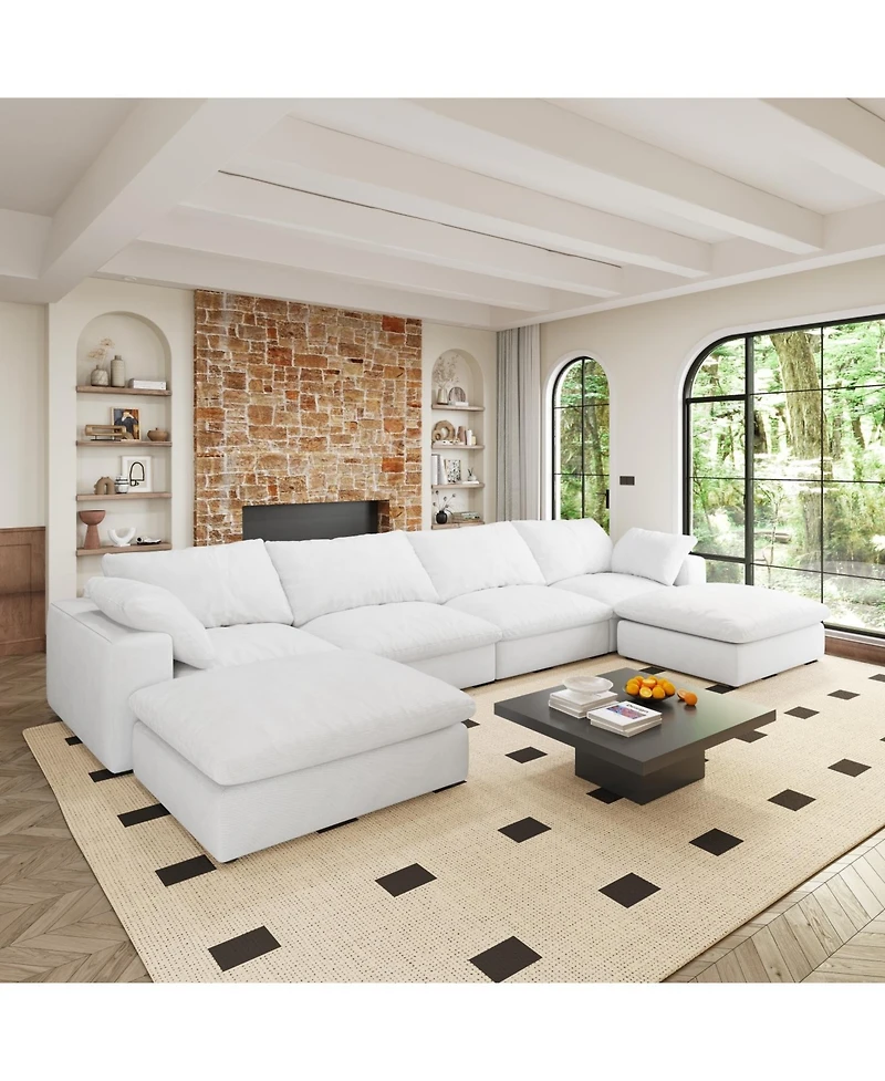 Streamdale Cloud Modular U-Shaped Sofa with 2 Ottomans
