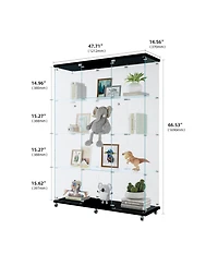 Streamdale 3 Door Glass Cabinet Glass Display Cabinet with 4 Shelves, Black