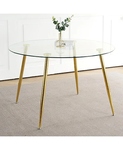Streamdale 47.2" Glass Dining Table, Gold Legs