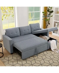 Streamdale Light Grey Pull Out Sectional Sofa with Storage
