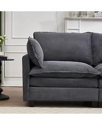 Streamdale Modular Velvet U-Shaped Sofa with Ottoman & Pillows