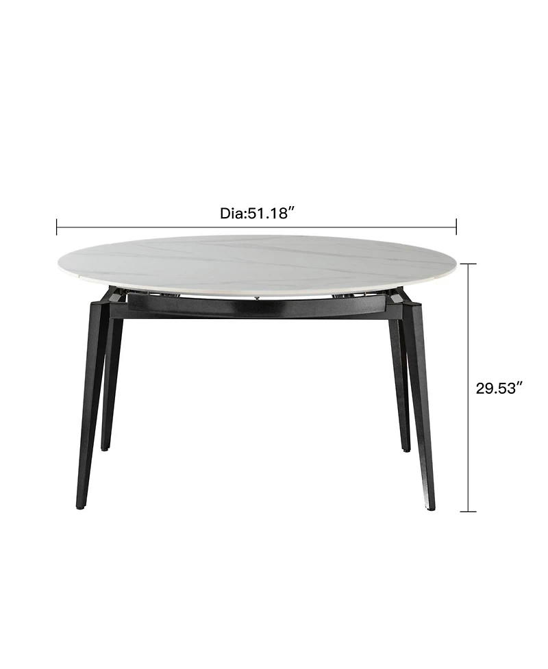 Streamdale 33.5" to 51.2" Extendable Sintered Stone Material Round White Dining Table