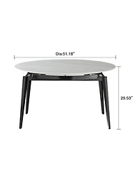 Streamdale 33.5" to 51.2" Extendable Sintered Stone Material Round White Dining Table