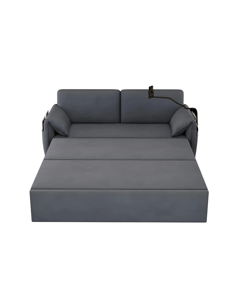 Streamdale 63" Velvet Multifunctional Sofa Bed (3-in-1)
