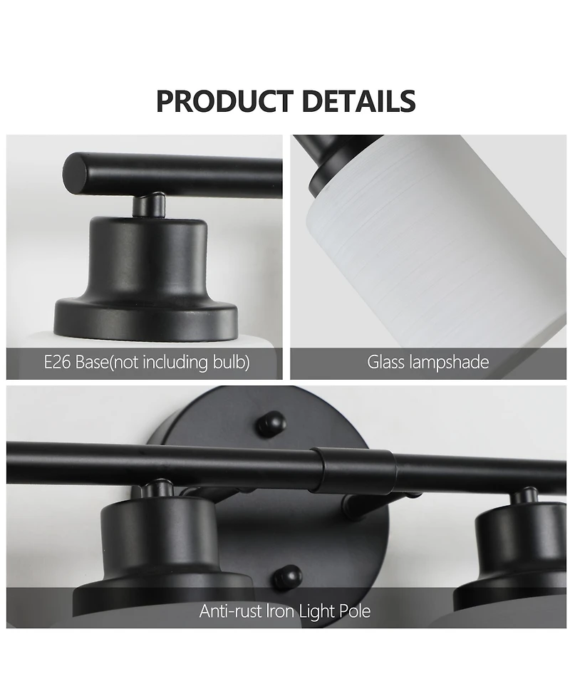 Streamdale 6-Light Vanity Mirror Light with Frosted Glass & Black Frame