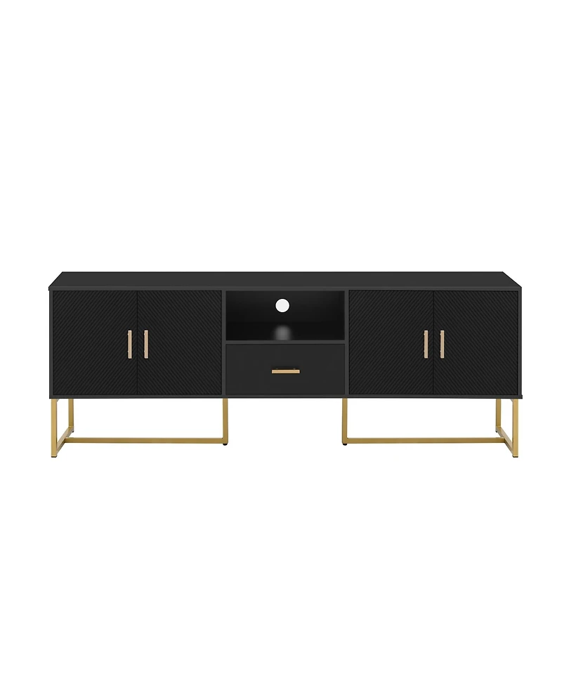 Streamdale Modern Tv Stand for TVs up to 70", with Drawer, Cabinets, Metal Legs, Handles, and Safety Device