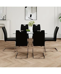 Modern Rectangle Glass Dining Table Set (7-Piece)
