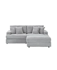 Streamdale 82 inches gray corduroy sofa, storage feet +4 throw pillows, create a living room, office fashion new darling!