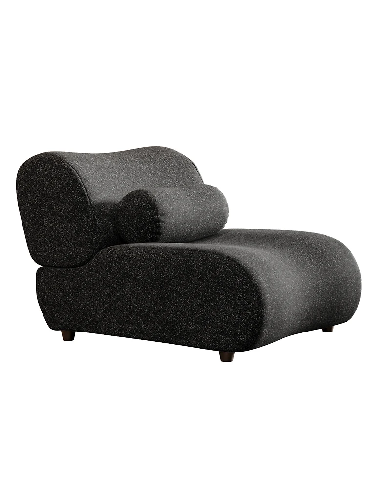 Streamdale Modular Black Chenille Sofa with Headrests and Cylindrical Pillows