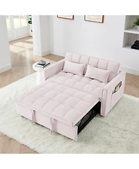 Streamdale 54.33 inch versatile foldable sofa bed in 3 lengths, modern sofa sofa sofa velvet pull-out bed, adjustable back (Pink)