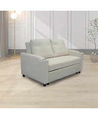 Streamdale Modern Velvet Foldable Sofa Bed with Adjustable Back, Usb Port, Ashtray, and Swivel Phone Stand