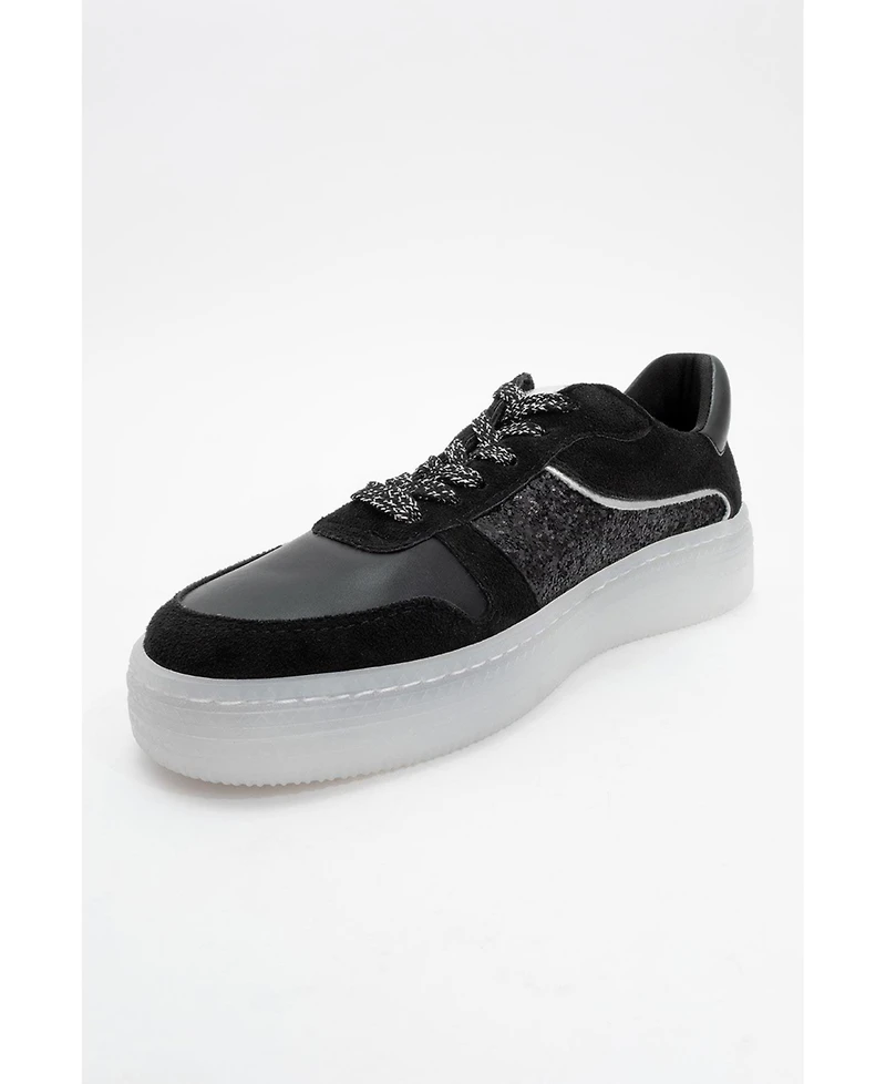 Felipe Glitter Leather Sneakers (Women)