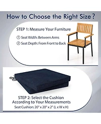 Outdoor Chair Cushion Set of 2 Waterproof Fade-Resistant Olefin Seat Cushions