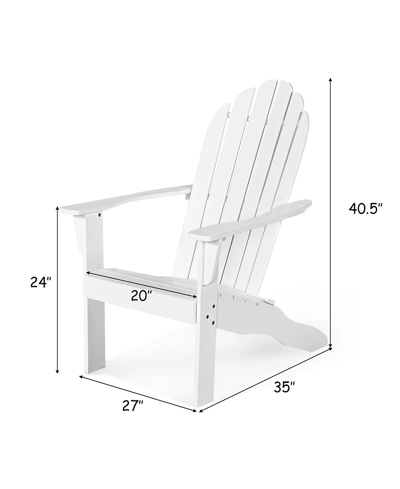 Acacia Wood Outdoor Adirondack Chair with Ergonomic Design-White