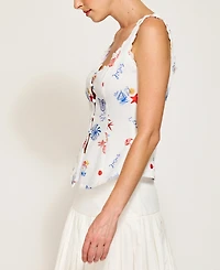 Line & Dot Women's Reeta Square-Neck Top Button-Front
