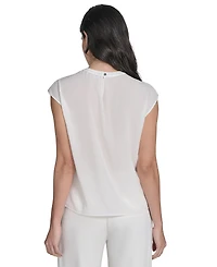 Calvin Klein Women's Studded Cap-Sleeve Crewneck Blouse