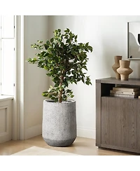 LuxenHome Speckled Gray and Off-White Textured Round Tapered -Inch Tall MgO Planter
