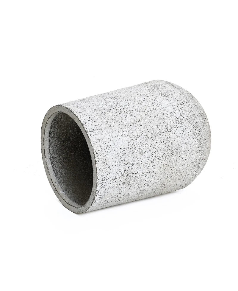 LuxenHome Speckled Gray and Off-White Textured Round Tapered -Inch Tall MgO Planter