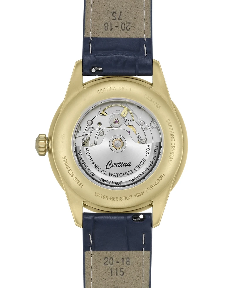 Certina Men's Swiss Automatic Ds-1 Powermatic 80 Blue Leather Strap Watch 41mm
