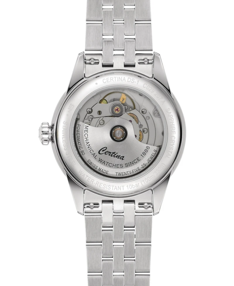 Certina Unisex Swiss Automatic Ds-1 Powermatic 80 Stainless Steel Bracelet Watch 38mm