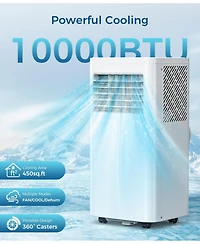 Cowsar Portable Air Conditioner 10000 Btu (Ashrae), 3-in-1 Modes Ac Cools Up to 450 Sq. Ft., Sleep Mode, Rc, Led Display, 24H Timer, Ac Unit with Wind